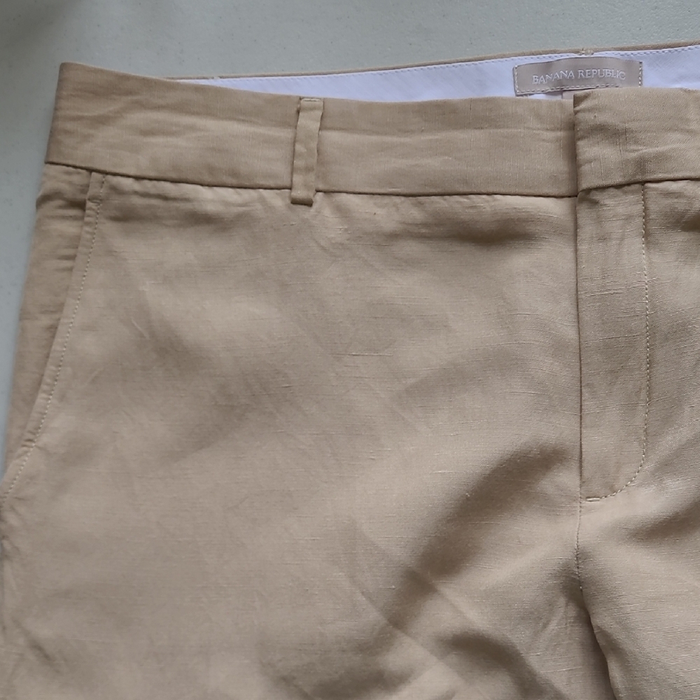 Linen Rayon Banana Republic Wide Leg Pants Beige Classic - Picture 4 of 8